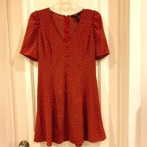 Maroon button v-neck dress